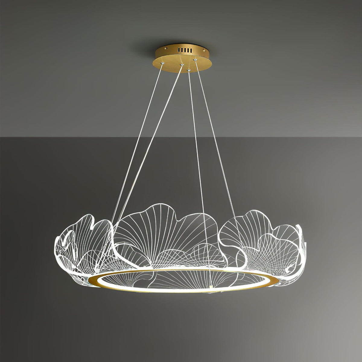Sea Chandelier ? 42.5″ x H 8.7″ / Dia 108cm x H 20cm (Power ~101W) Gold & Clear / Warm Light Chandelier
