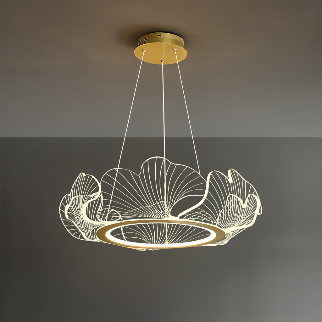 Sea Chandelier ? 26.7″ x H 8.7″ / Dia 68cm x H 20cm (Power ~56W) Gold & Clear / Warm Light Chandelier
