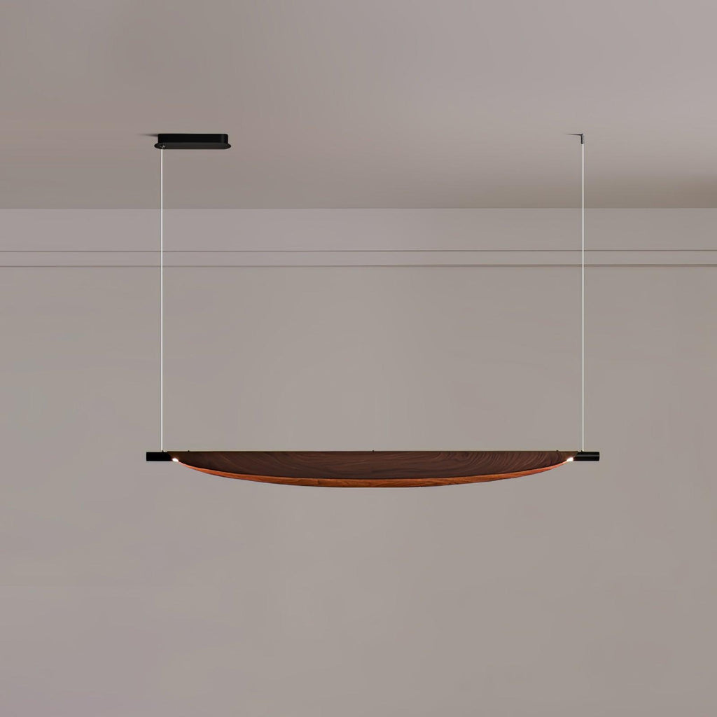 Sleek Board Pendant Lamp ? 26.6″ x H 10.2″ / Dia 67.5cm x H 26cm / Hydrographic Walnut Wood Grain Finish / Warm Light
