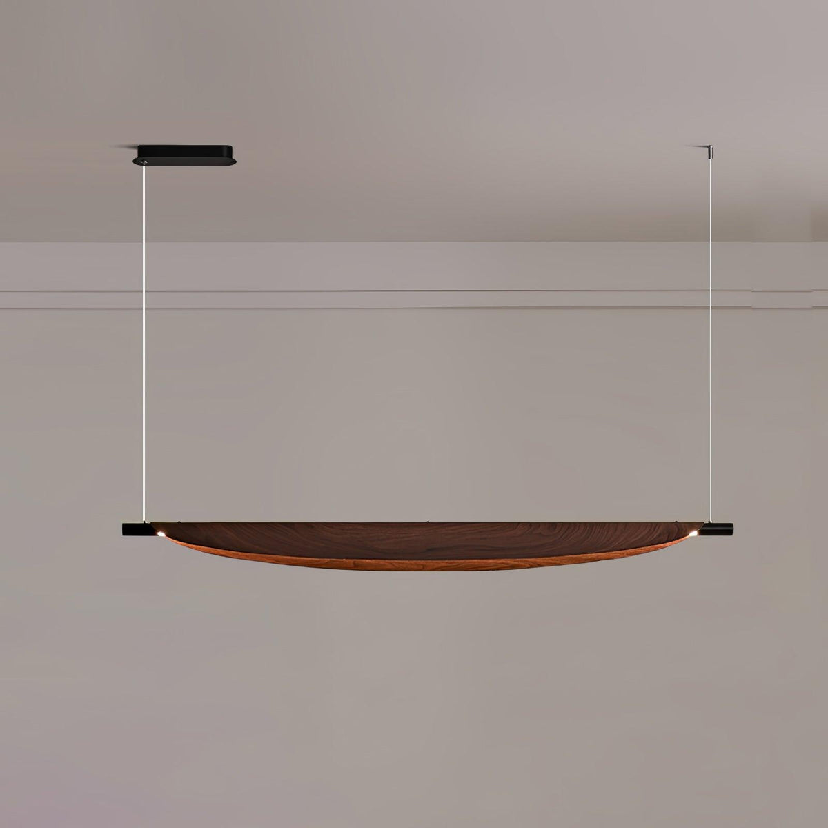 Sleek Board Pendant Lamp ? 40.9″ x H 10.2″ / Dia 104cm x H 26cm / Hydrographic Walnut Wood Grain Finish / Warm Light
