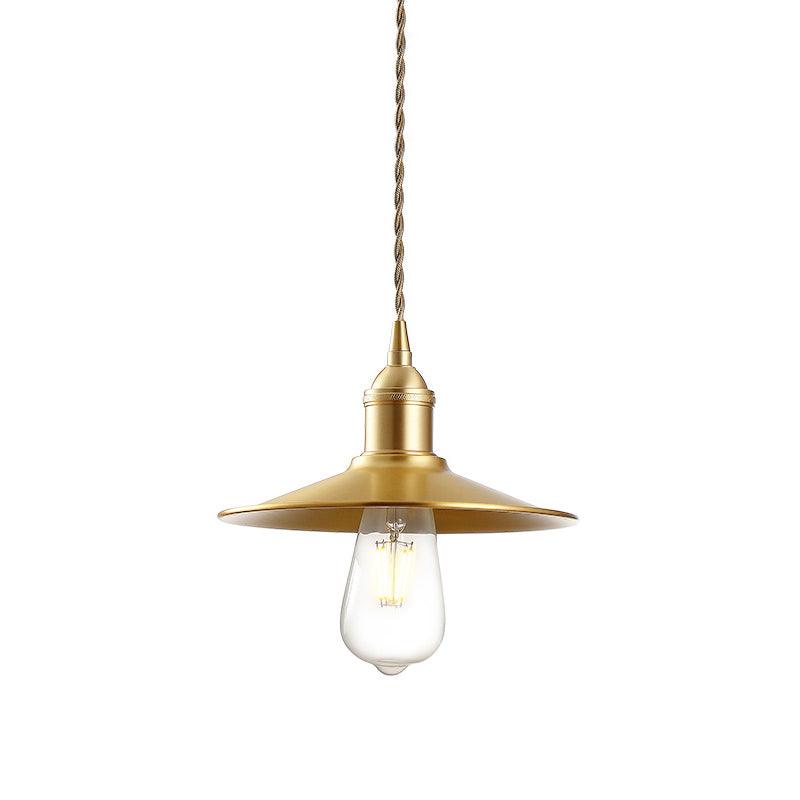 Sleek Flat Pendant Lamp ∅ 8.7″ x H 3.9″ / Dia 22cm x H 10cm / Brass Pendant light