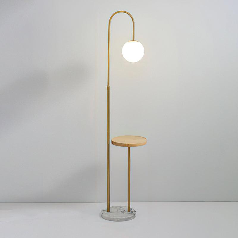 Small Bubble Table Floor Lamp ? 11.8″ x H 66.9″ / Dia 30cm x H 170cm / Gold & Wood color Wireless / US Plug Floor lamp