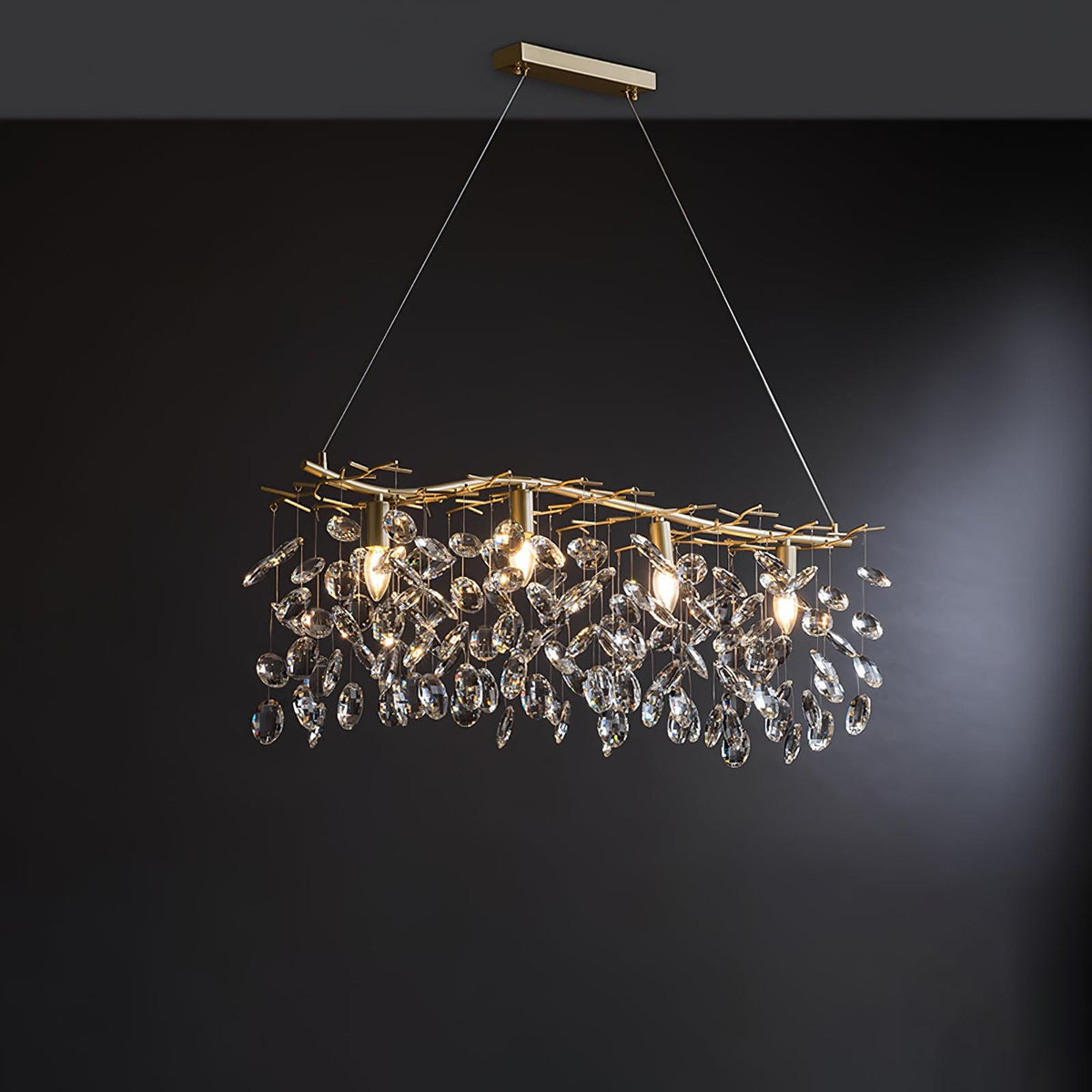 Sofia Chandeliers ? 39.3″ x W 11″ x H 9.8″ / Dia 100cm x W 28cm x H 25cm (E14 Bulbs* 10) / Brass & Clear Chandelier