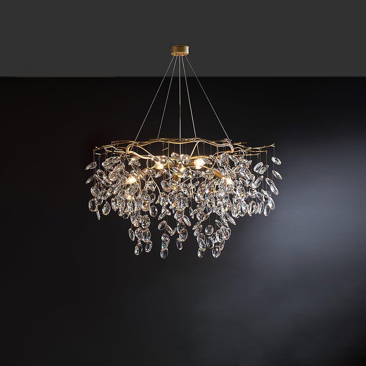 Sofia Chandeliers ? 34.2″ x H 12.5″ / Dia 87cm x H 32cm (E14 Bulbs* 8) / Brass & Clear Chandelier