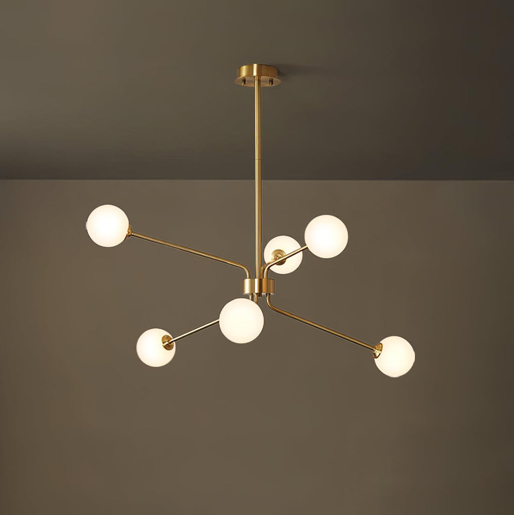 Solaire Arm Chandelier 6heads ? 33.4″ x H 14.9″/ Dia 85cm x H 38cm / Brass & White Chandelier