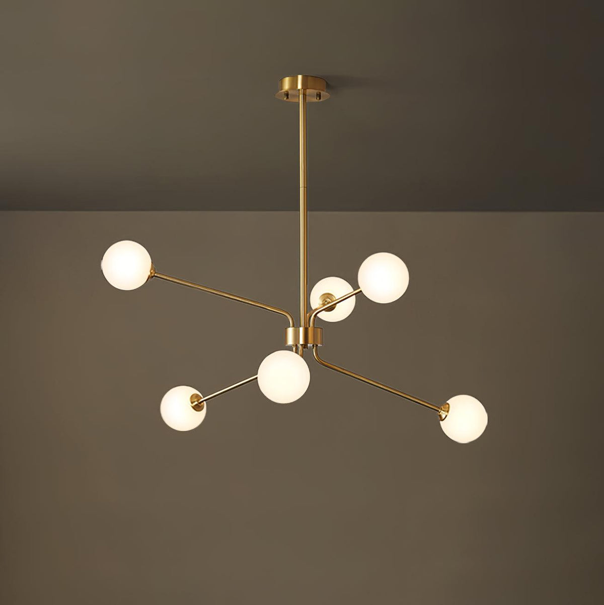 Solaire Arm Chandelier 6heads ? 33.4″ x H 14.9″/ Dia 85cm x H 38cm / Brass & White Chandelier