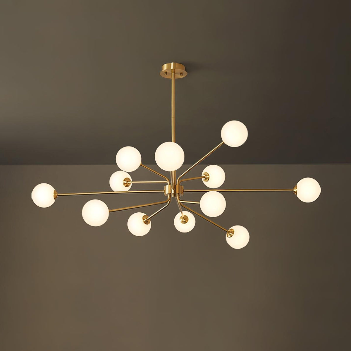 Solaire Arm Chandelier 12heads ? 47.2″ x H 14.9″/ Dia 120cm x H 38cm / Brass & White Chandelier