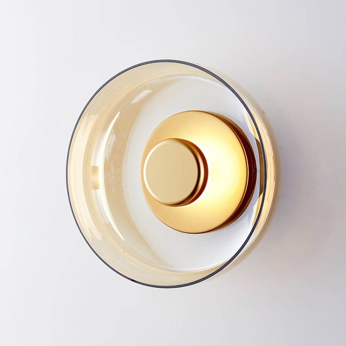 Solara Wall Light ? 3.9″ x H 9″ / Dia 10cm x H 23cm / Brass & Amber glass / 1 Piece Wall lamp