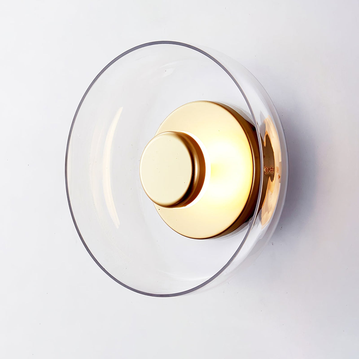 Solara Wall Light ? 3.9″ x H 9″ / Dia 10cm x H 23cm / Brass & Clear glass / 1 Piece Wall lamp