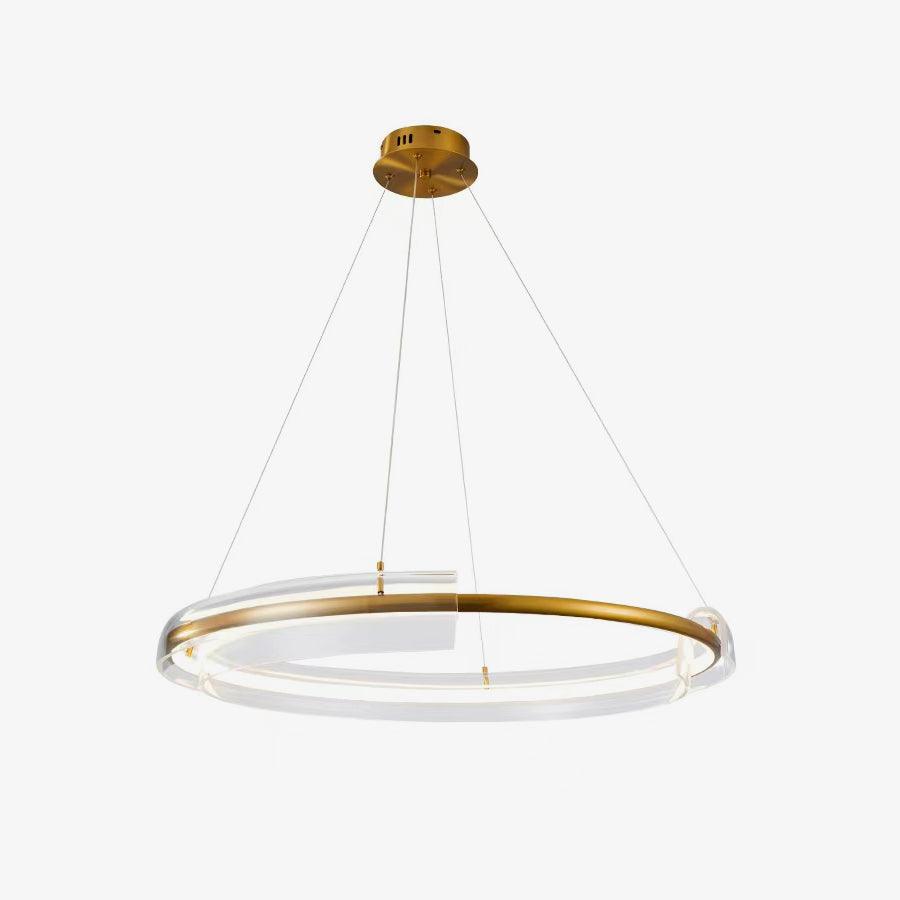 Solstice LED Chandelier ∅ 23.6″ x H 59″ / Dia 60cm x H 150cm / Gold + Clear / Warm Light Chandelier
