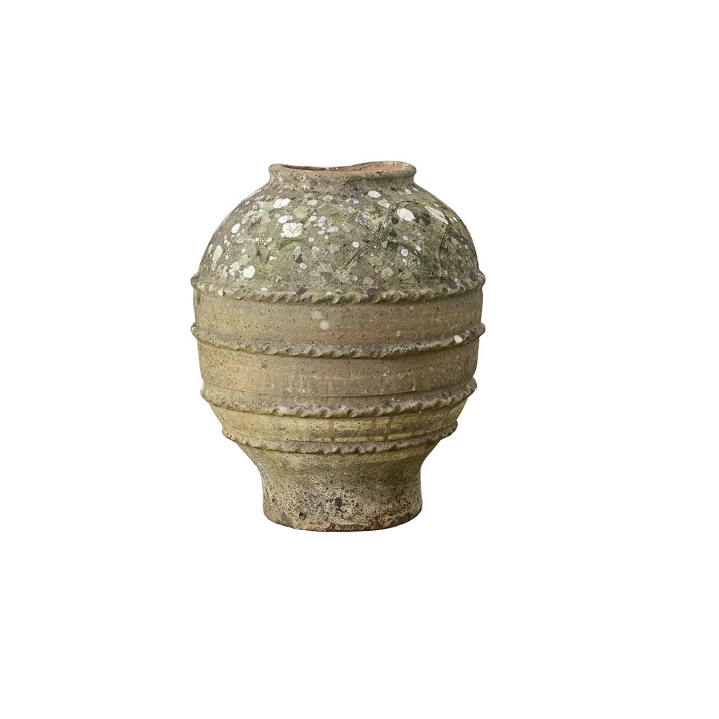 Spanish 19th Century Sgraffito Terracotta Olive Jar
