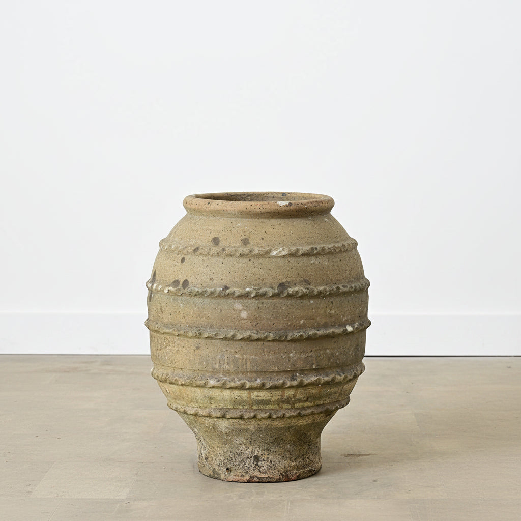 Spanish 19th Century Sgraffito Terracotta Olive Jar