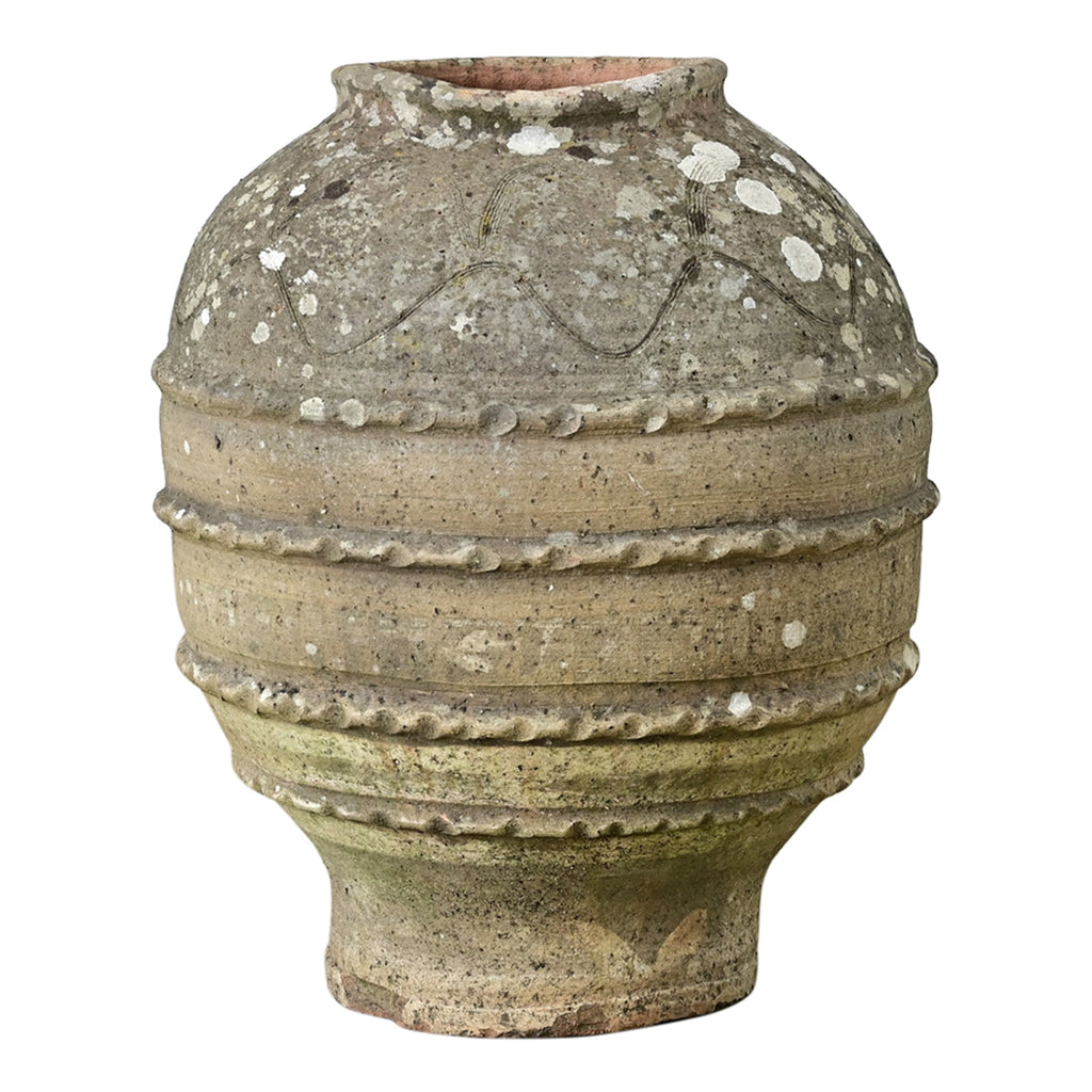 Spanish 19th Century Sgraffito Terracotta Olive Jar
