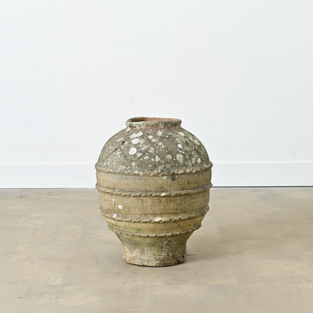 Spanish 19th Century Sgraffito Terracotta Olive Jar