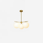Sphere & Stem Chandelier 3 heads Φ 19.7″ x H 29.5″ / Dia 50cm x H 75cm / Brass & White Chandelier