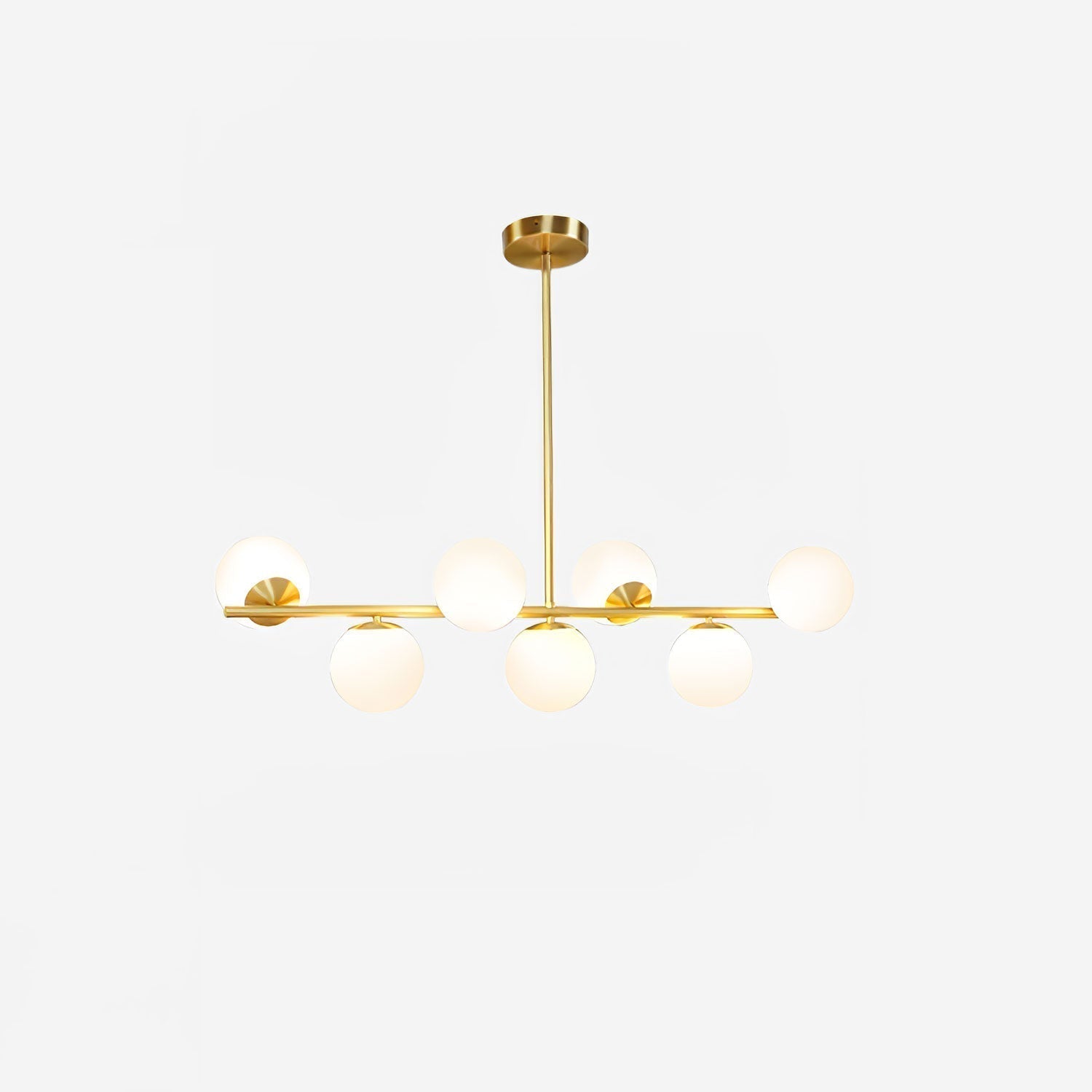 Sphere & Stem Chandelier 7 heads L 43.3″ x H 31.5″ / L 110cm x H 80cm / Brass & White Chandelier