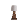Stacked Wooden Table Lamp ? 15.7″ x H 34.3″ / Dia 40cm x H 87cm / Walnut Colour & White Fabric / US Plug Table lamp