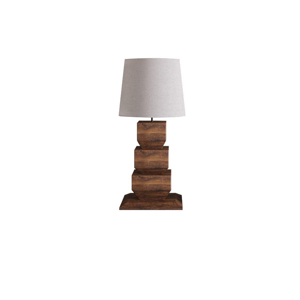 Stacked Wooden Table Lamp ? 15.7″ x H 34.3″ / Dia 40cm x H 87cm / Walnut Colour & White Fabric / US Plug Table lamp