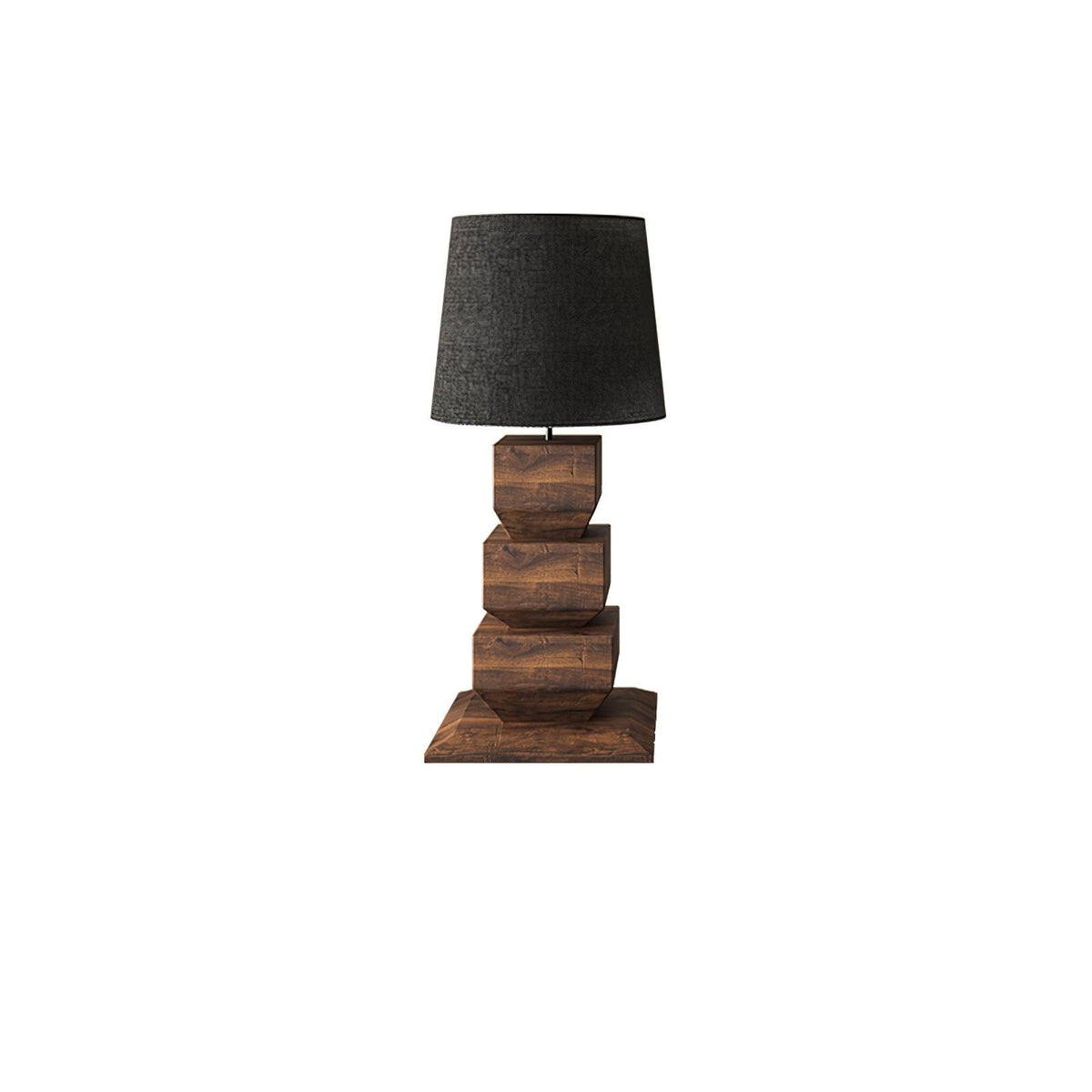 Stacked Wooden Table Lamp ? 15.7″ x H 34.3″ / Dia 40cm x H 87cm / Walnut Colour & Black Fabric / US Plug Table lamp