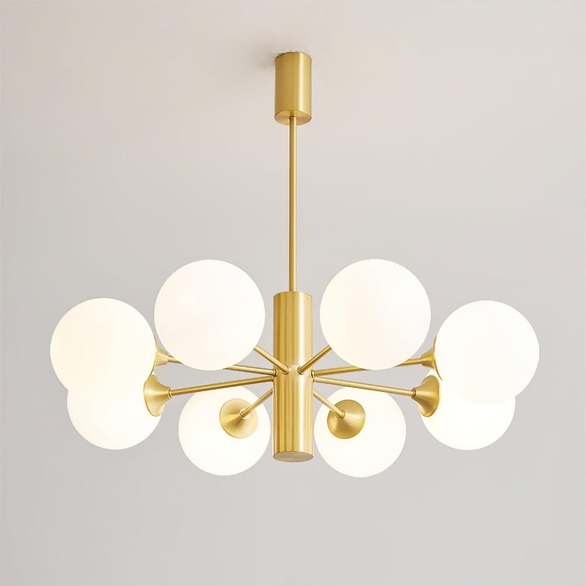 Stella Brass Chandelier 8 Heads ? 31.5″ x H 25.6″ / Dia 80cm x H 65cm / Brass & White Chandelier
