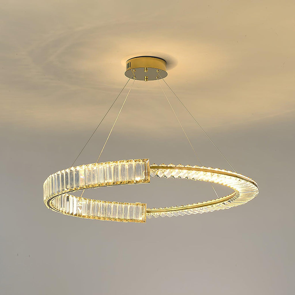 Stella LED Chandelier ? 15.7″ x H 3.1″ / Dia 40cm x H 8cm / Gold + Clear / Warm Light Chandelier