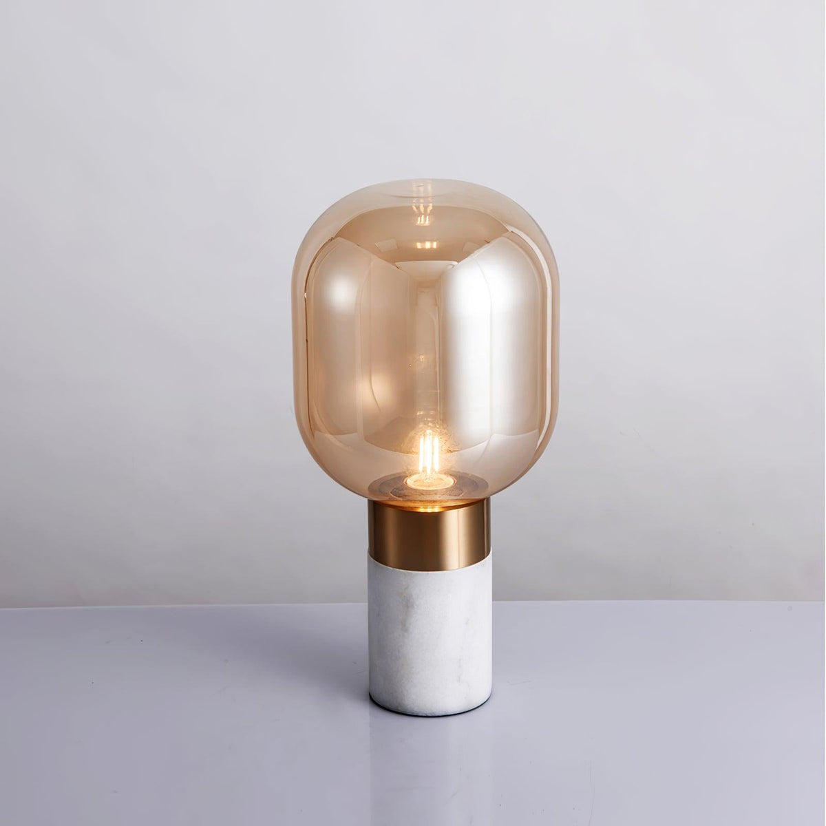 Storm Marble Table Lamp ∅ 9″ x H 18.8″/ Dia 23cm x H 48cm / White Marble & Cognac / US plug Table lamp