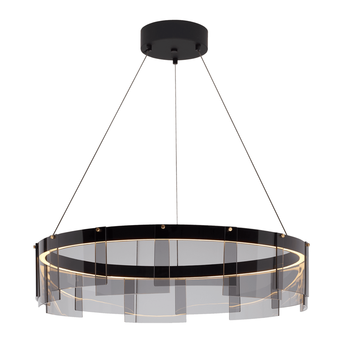 Stratos LED Chandelier ? 39.4″ x H 7.9″ / Dia 100cm x H 20cm / Black / Warm Light Chandelier