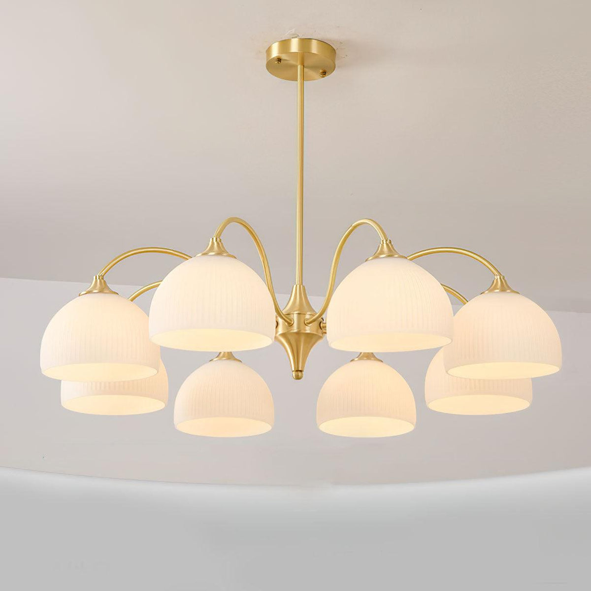 Striped Glass Bowl Chandelier 8 Heads ? 34.6″ x H 15.4″ / Dia 88cm x H 39cm / Gold Chandelier