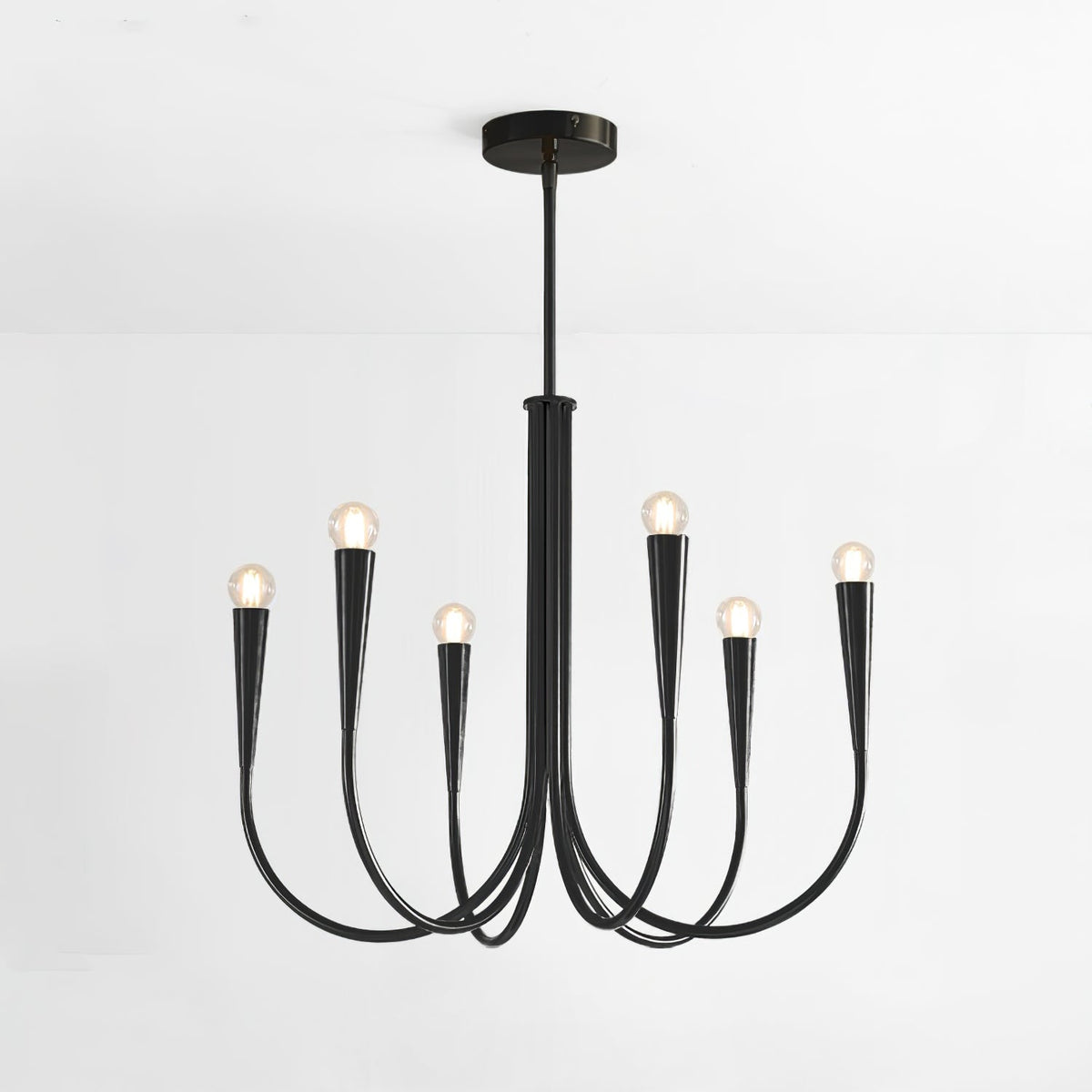 Swoop Arm Chandelier 6 heads ? 25.6″ x H 19.7″ / Black Chandelier
