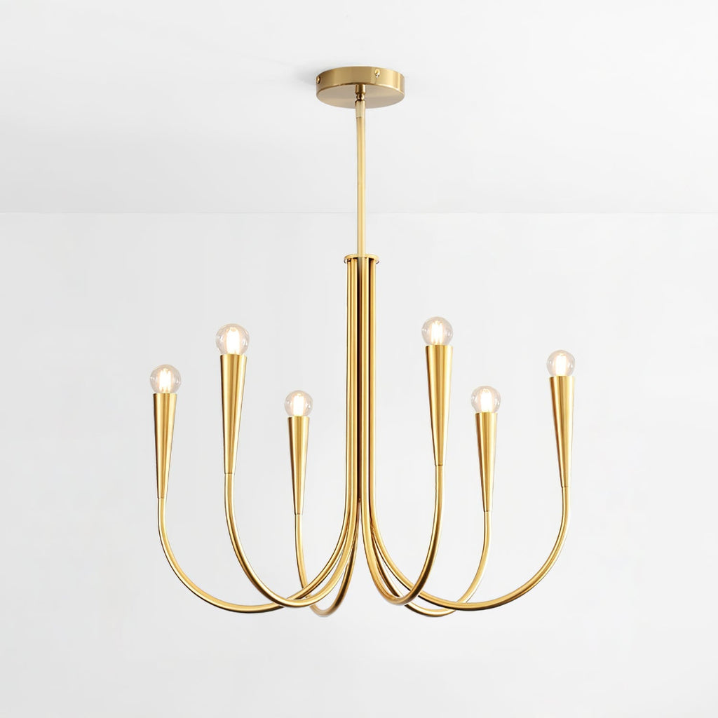 Swoop Arm Chandelier 6 heads ? 25.6″ x H 19.7″ / Copper Chandelier