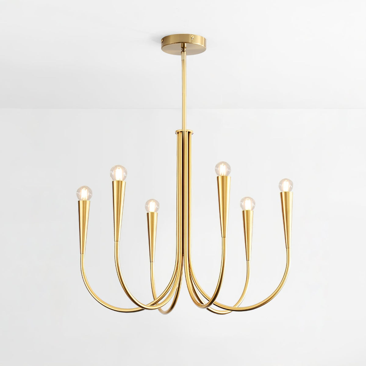 Swoop Arm Chandelier 6 heads ? 25.6″ x H 19.7″ / Copper Chandelier