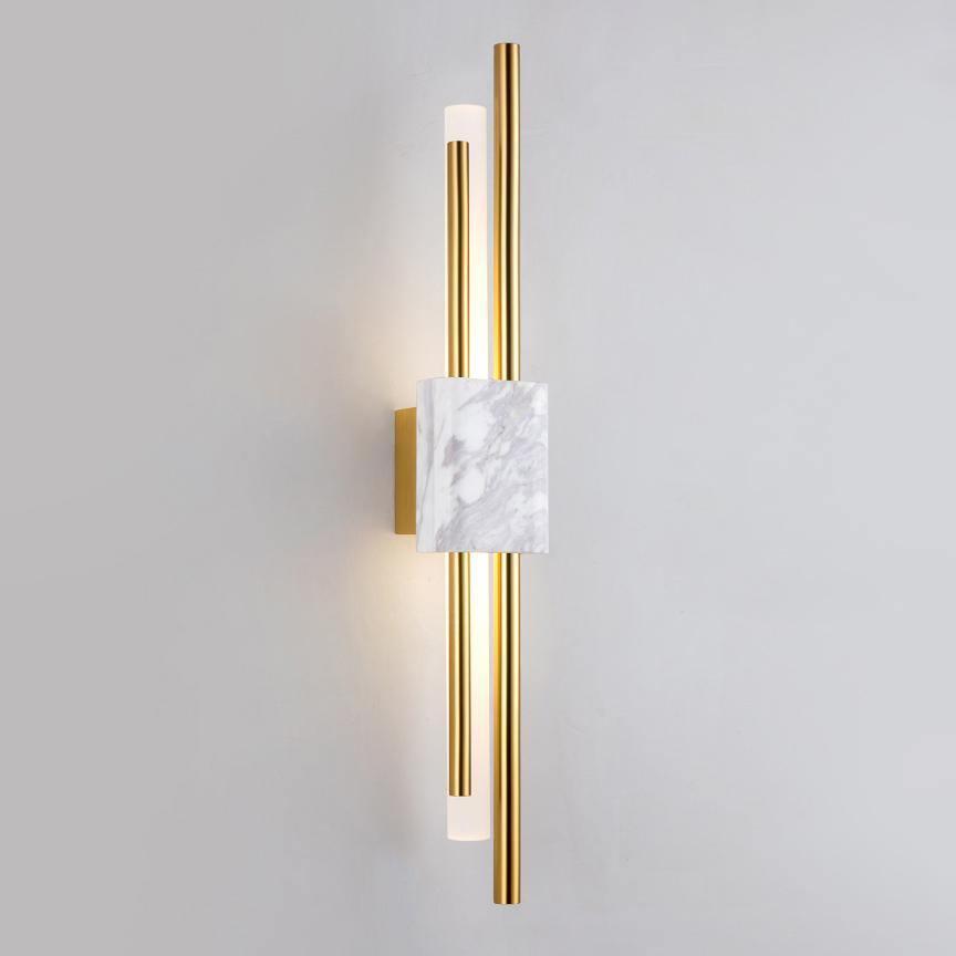 Tanto Wall Light ? 3.9″ x H 23.6″ / Dia 10cm x H 60cm (Power: ~3W) / White Marble & Gold / Warm Light Wall lamp