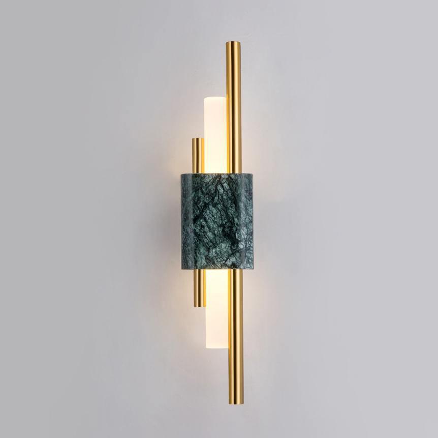 Tanto Wall Light ? 3.9″ x H 19.7″ / Dia 10cm x H 50cm (Power: ~3W) / Green Marble & Gold / Warm Light Wall lamp