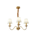 Tapered Fabric Brass Chandelier 3 Heads ? 23.6″ x H 15.7″ / Dia 60cm x H 40cm / Brass & White Chandelier