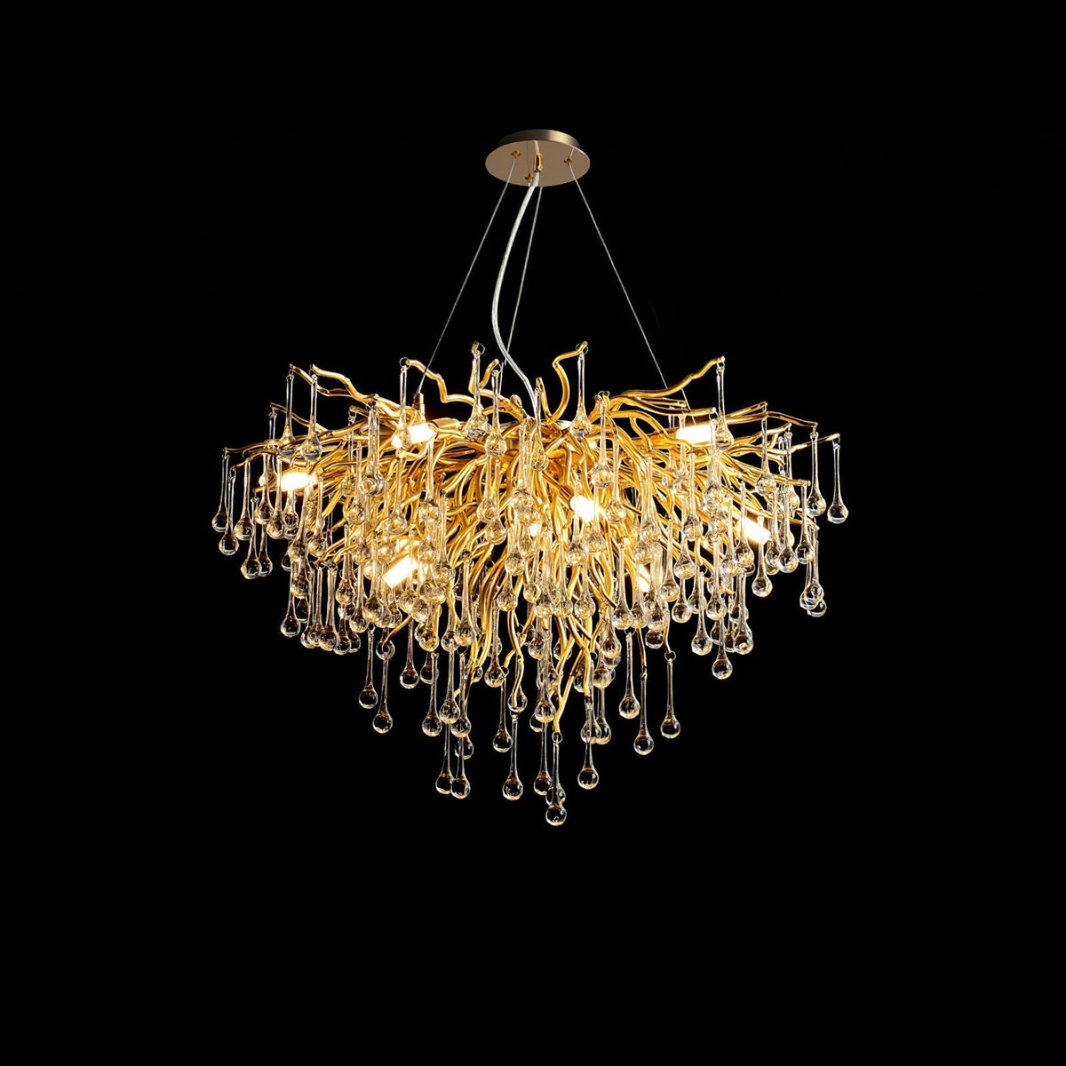 Teardrop Crystal Chandelier ? 31.5″ x H 23.6″ / Dia 80cm x H 60cm / Gold & Clear crystal Chandelier