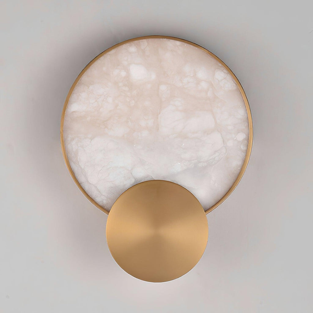 Terra Svet Wall Lamp ? 8.6″ x H 11.4″ / Dia 22cm x H 29cm / Gold & White Alabaster / Warm White Wall lamp