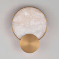 Terra Svet Wall Lamp ? 8.6″ x H 11.4″ / Dia 22cm x H 29cm / Gold & White Alabaster / Warm White Wall lamp
