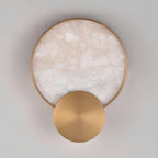 Terra Svet Wall Lamp ? 8.6″ x H 11.4″ / Dia 22cm x H 29cm / Gold & White Alabaster / Warm White Wall lamp
