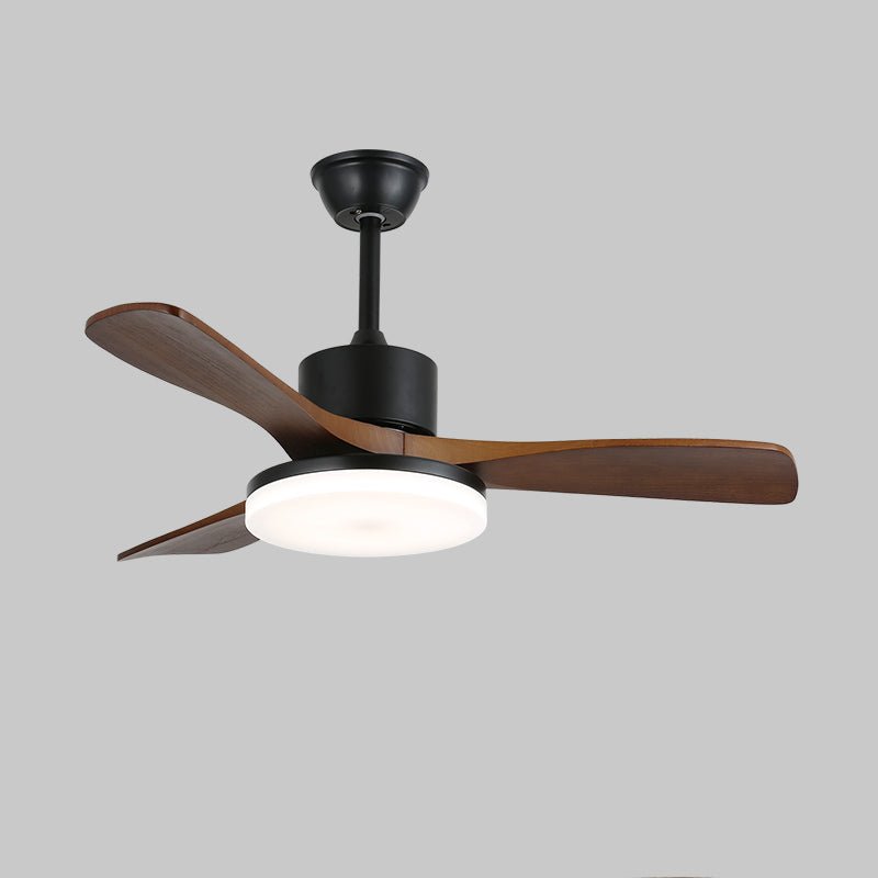 Morty Adams Wooden 48’’/52’’ Ceiling Fan Light ? 48″ x H 11.8″ / Model A Walnut Wood Grain & Black / Three-Color