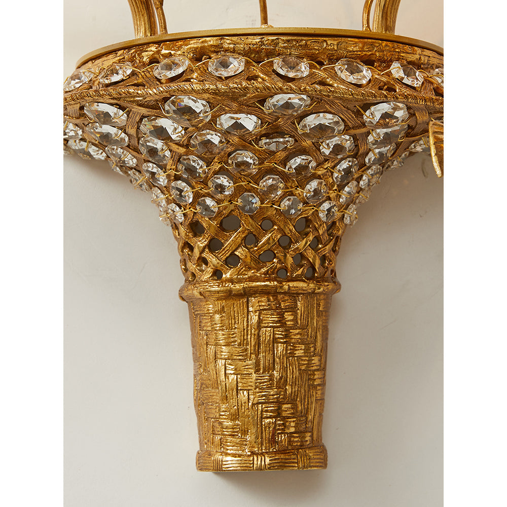 Tole Ceramic Flower Wall Lamp