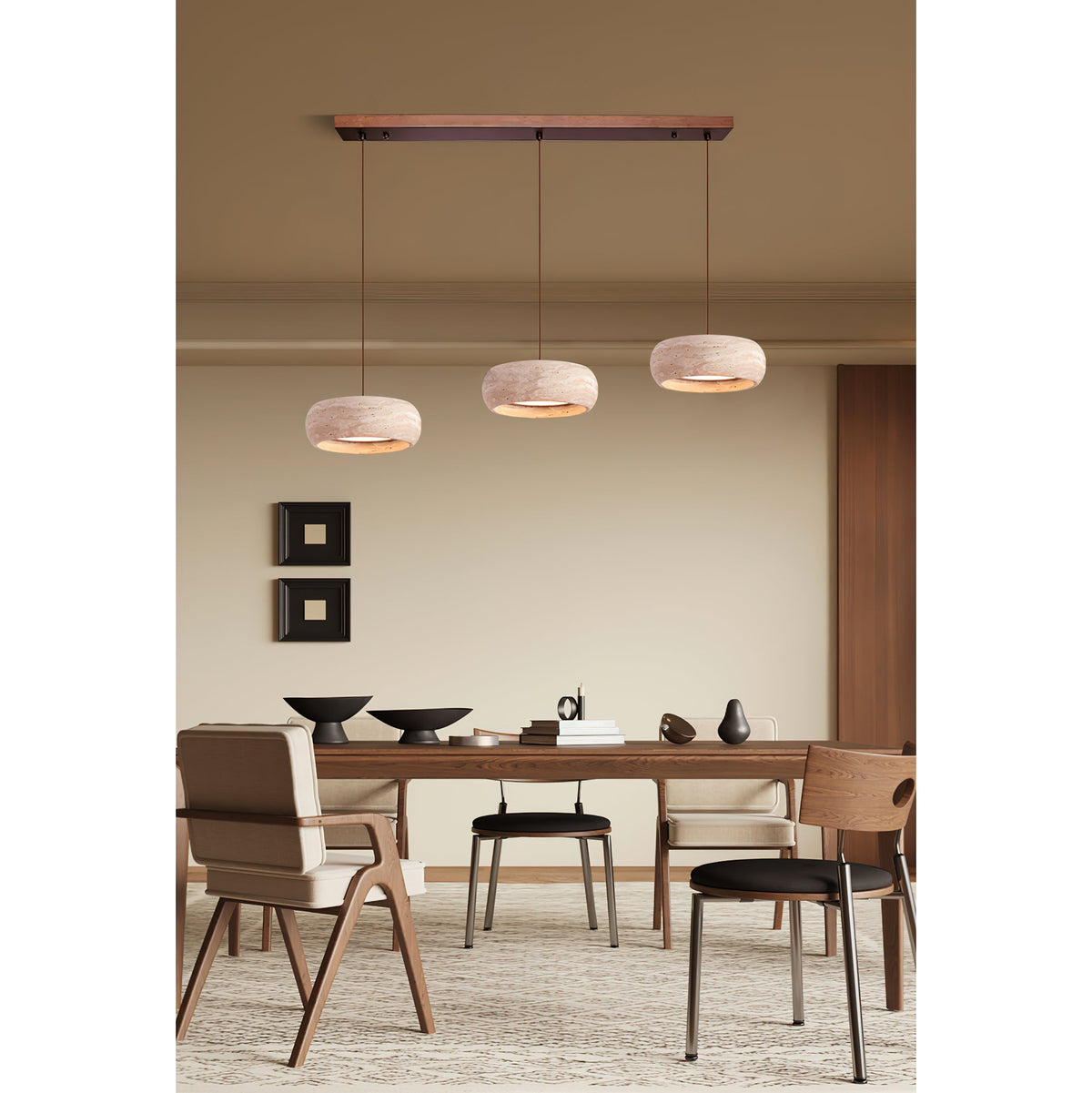 Travertine Drum Pendant Lamp