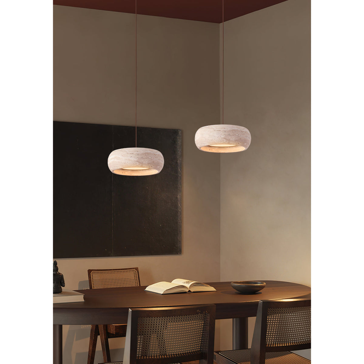 Travertine Drum Pendant Lamp