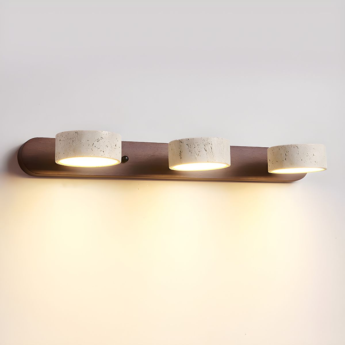 Travertine Duo Wall Light 3-Light: ? 20.1″ x H 2.4″ / Walnut Color / Warm Light Wall lamp