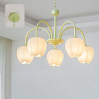 Tulip Matcha Chandelier 5 heads ? 24.4″ x H 15.7″ / Dia 62cm x H 40cm / Matcha & White glass Chandelier