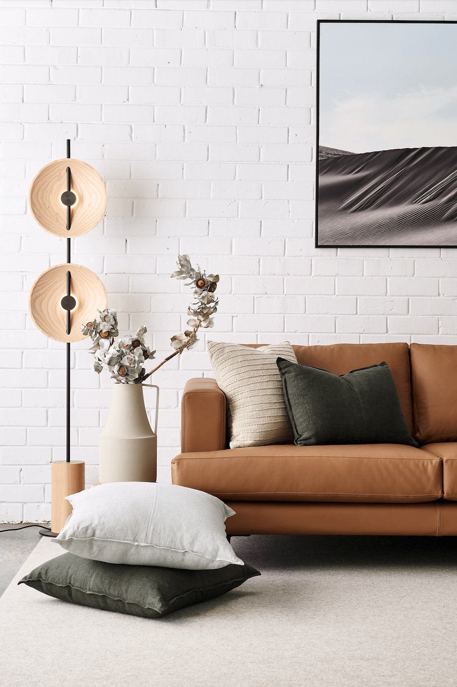 Twin Disc Wood Floor Lamp