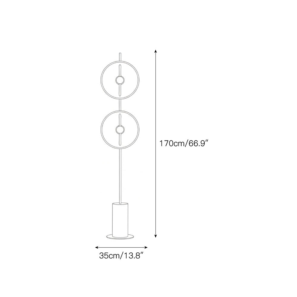 Twin Disc Wood Floor Lamp