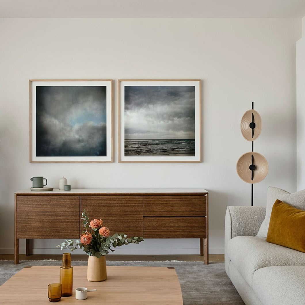 Twin Disc Wood Floor Lamp