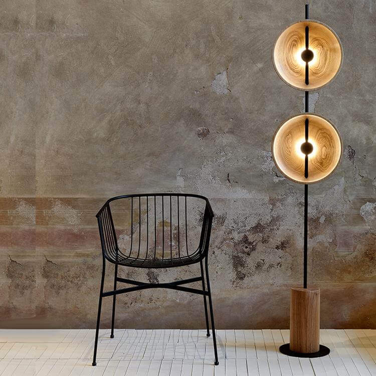 Twin Disc Wood Floor Lamp