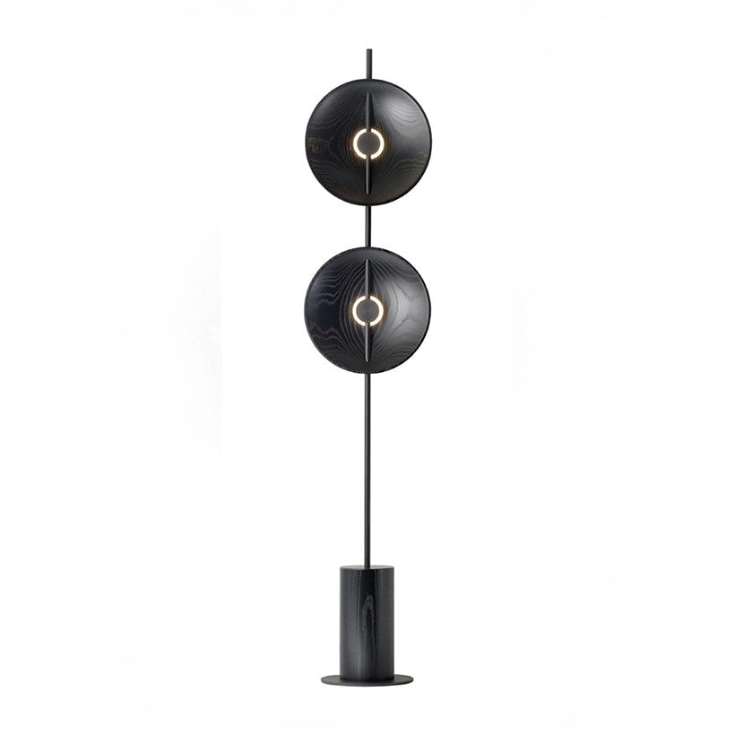 Twin Disc Wood Floor Lamp