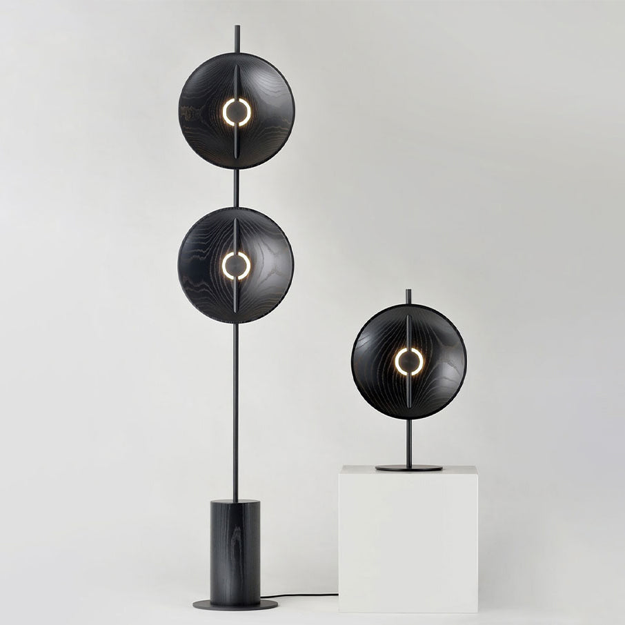 Twin Disc Wood Floor Lamp